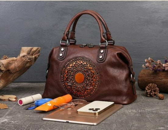 Women Retro Handmade Bohemian Genuine Leather Bags