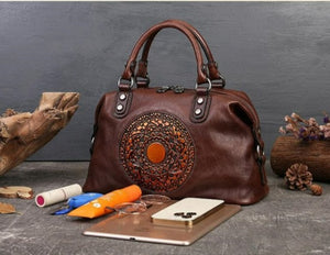 Women Retro Handmade Bohemian Genuine Leather Bags