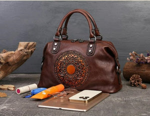 Women Retro Handmade Bohemian Genuine Leather Bags