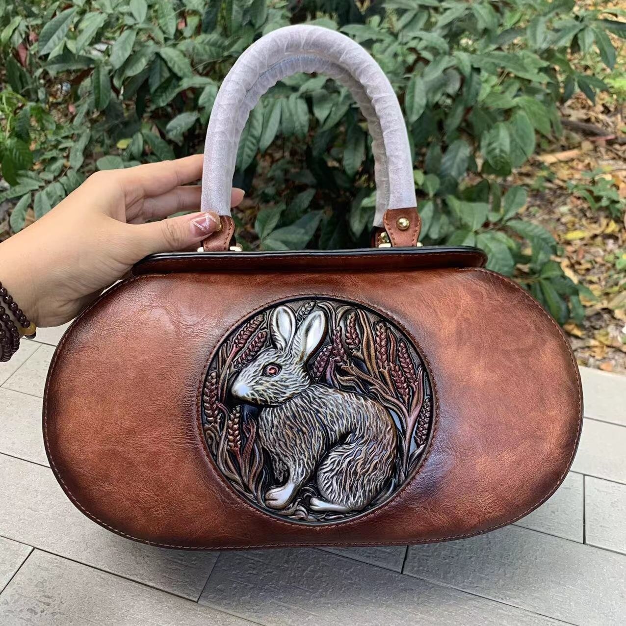Women Retro Pu Leather Handmade Handbags