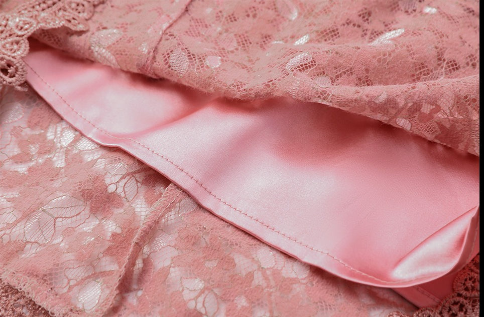 Women Cheongsam Lace Mesh Vintage Jacquard Slim Dress
