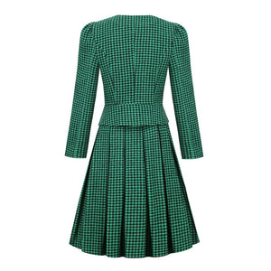 Women Retro Long Sleeve Vintage 2 Pcs Set
