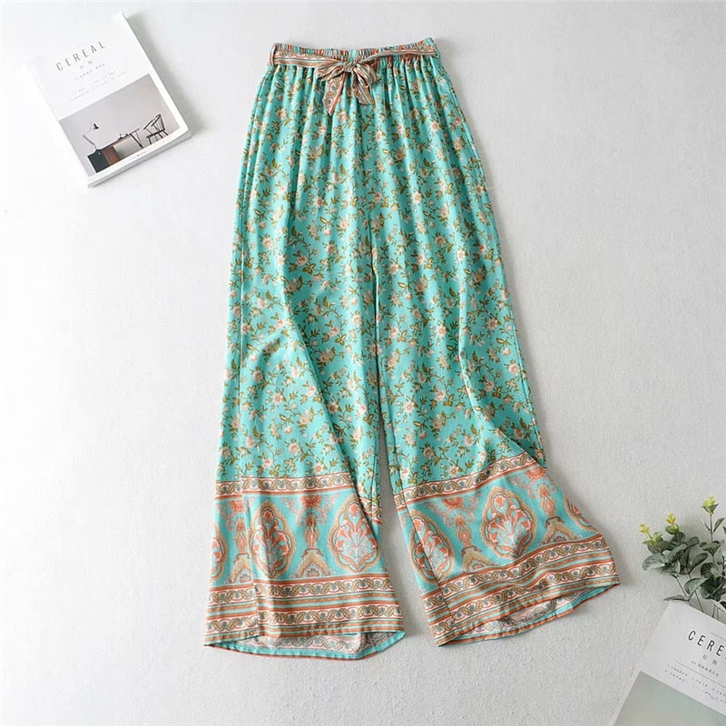 Women Bohemian Floral Print Two Piece Outfits Sets