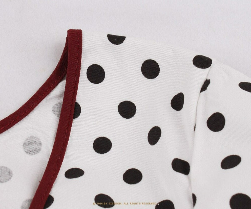 Women Retro A Line Robe Dots Vintage Dress
