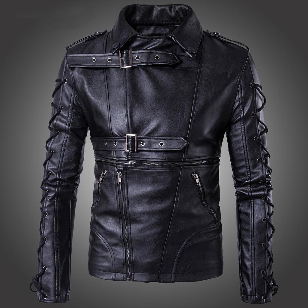 Men Faux Leather Windbreaker Coat Plush Casual Jacket