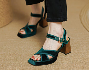 Square Toe Block Heels