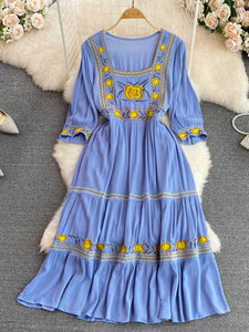 Women Bohemian Retro Embroidery Dress