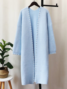 Women Beaded Imitation Mink Knitted Cardigan