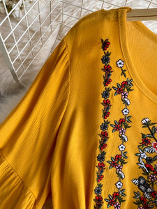 Women Embroidered Bohemian Ethnic Style Cotton Linen Dress