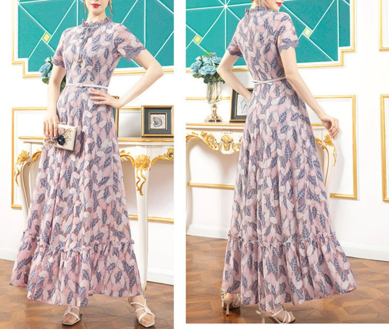 Women Casual Vintage Long Maxi Lace Dress