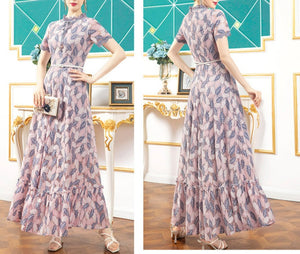Women Casual Vintage Long Maxi Lace Dress