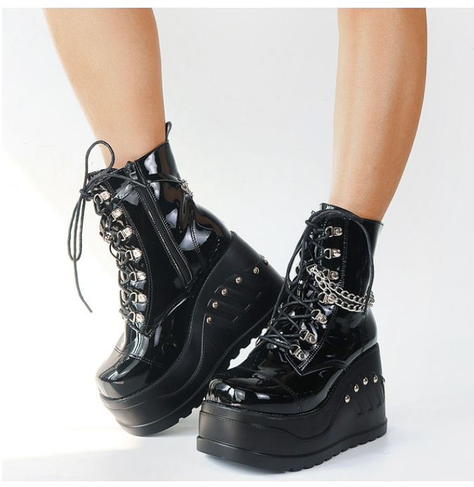 Women Buckle Wedges Platform Cosplay Lolita Gothic Punk Shoes