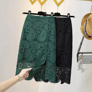 Women Loose Lace Bag Hip Mid Skirts