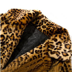 Women Leopard Coat Trench Fluffy Jacket