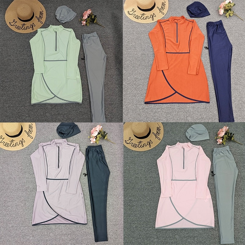 Women Hijab Modest 3 Pcs Swimsuit