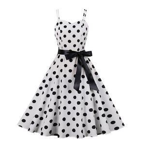 Women Retro Polka Dots Hepburn High Waist Vintage Dress