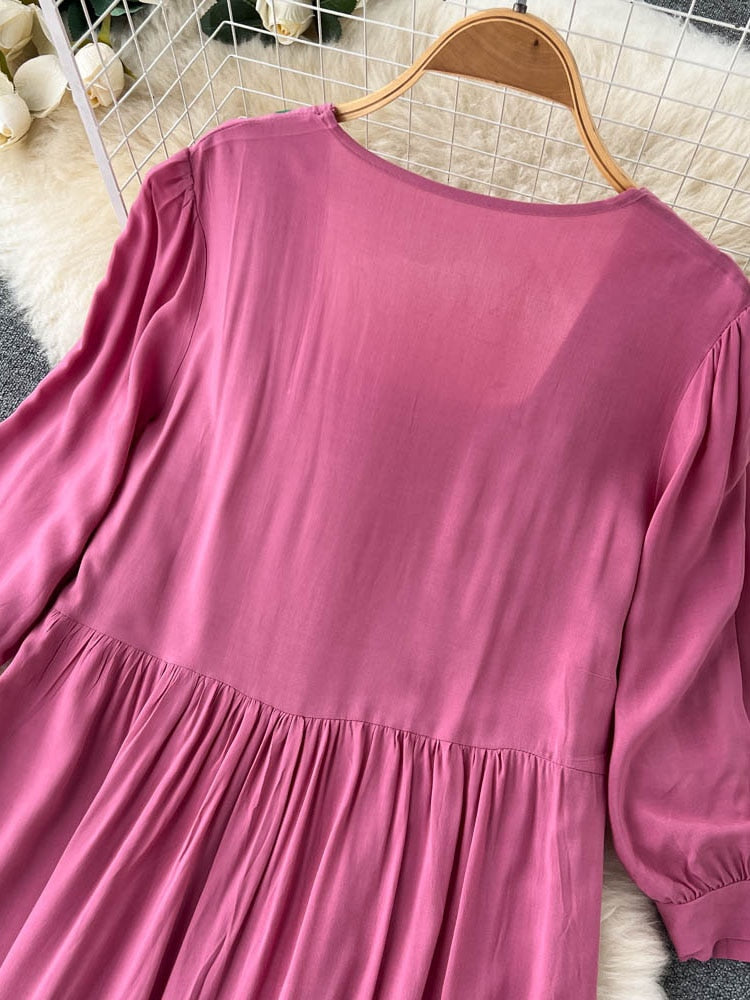 Women Bohemian Embroidered Square Neck Dress