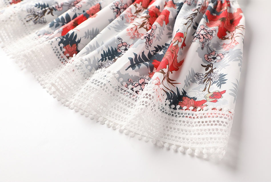 Women Floral Mesh Vintage Jacquard Slim Dress
