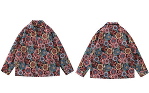 Unisex Hip Hop Vintage Floral Harajuku Loose Shirt Coats
