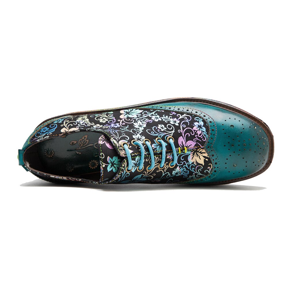 Women Retro Floral Handmade Leather Shoes