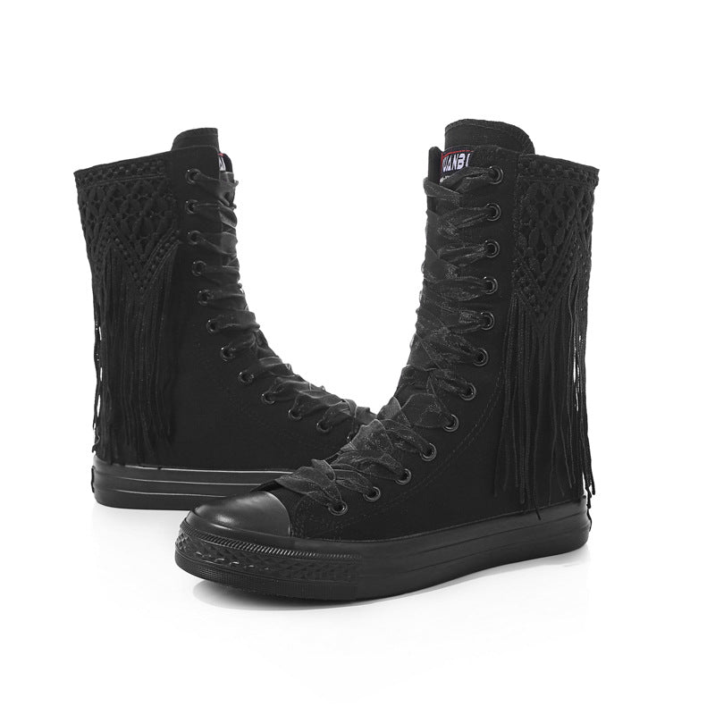 Women Decorated Embroidery Vulcanized Sneakers Canvas Boots