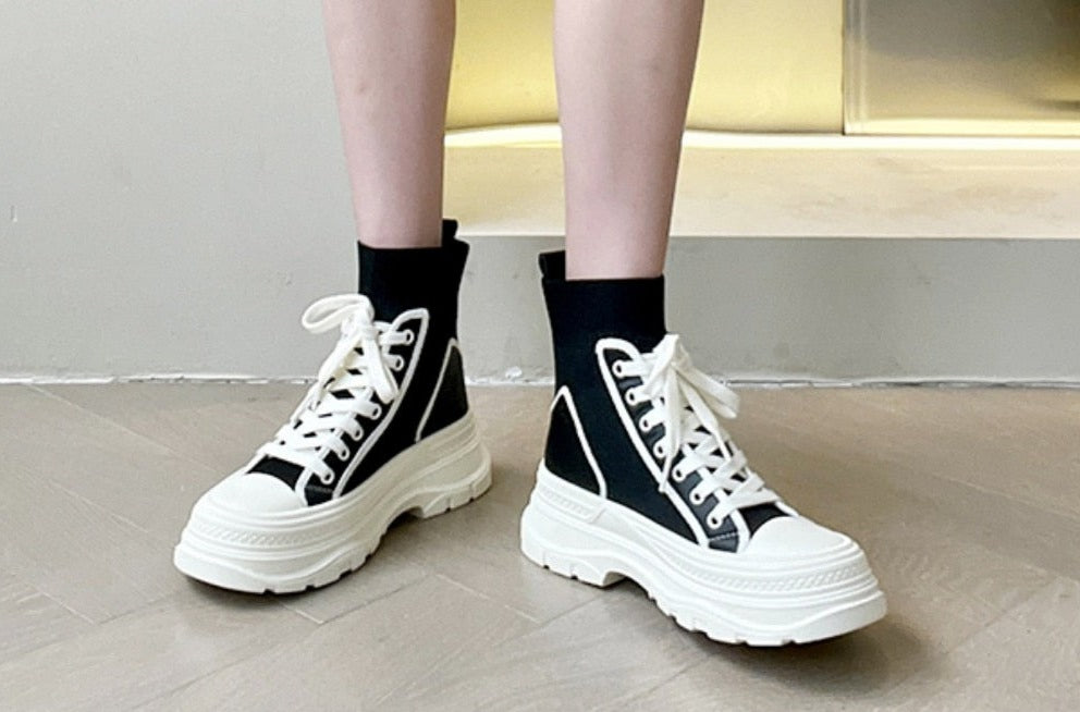 Women Stretch Fabric College Ankle Boots