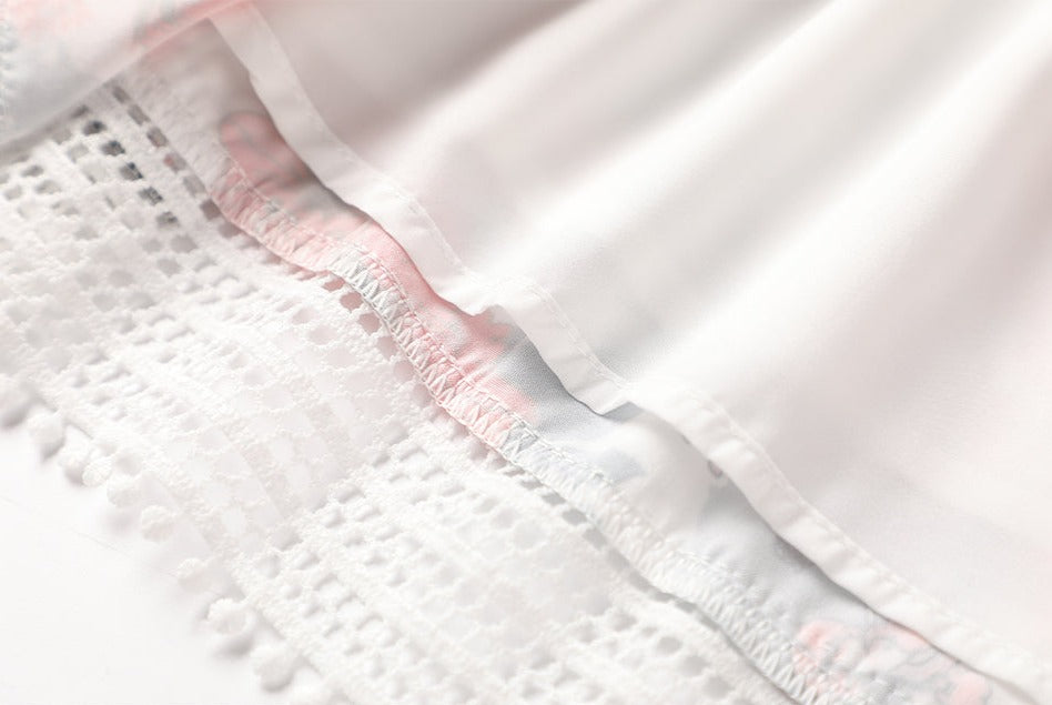 Women Floral Mesh Vintage Jacquard Slim Dress