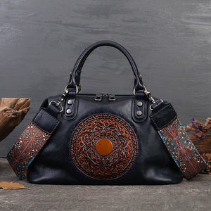Women Retro Handmade Bohemian Genuine Leather Bags