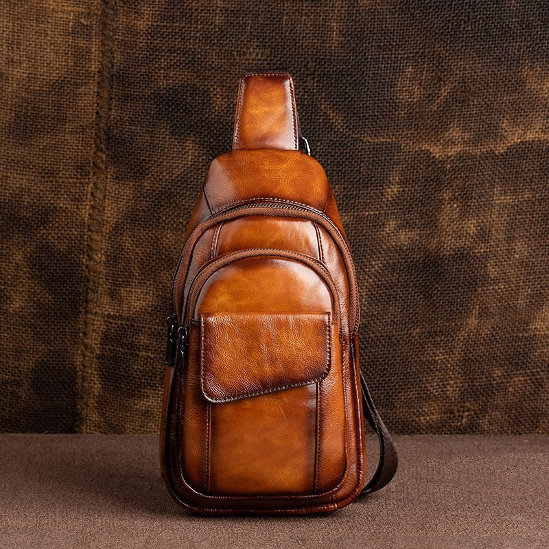 Men Vintage Genuine Leather Crossbody Shoulder Bags