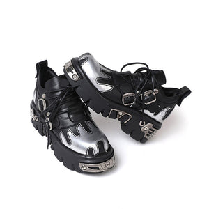 Unisex Vintage Gothic Flame Carved Leather Rock Metal Niche Shoes