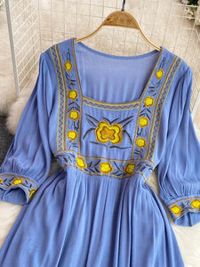 Women Bohemian Retro Embroidery Dress
