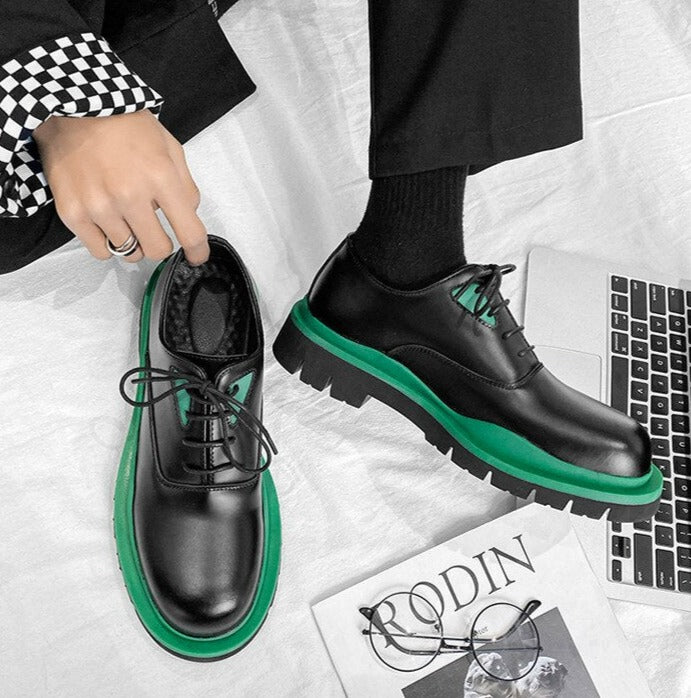 Men Thick Sole Harajuku Casual Leather Shoes