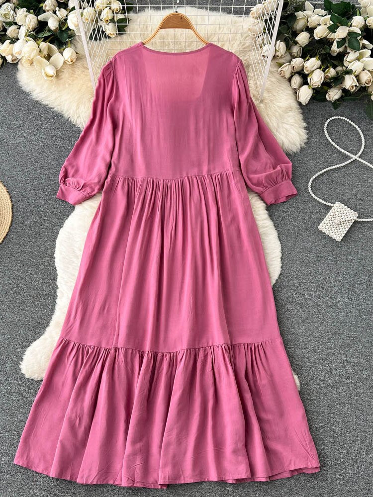 Women Bohemian Embroidered Square Neck Dress