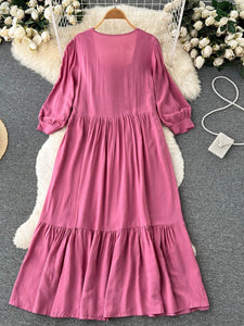 Women Bohemian Embroidered Square Neck Dress