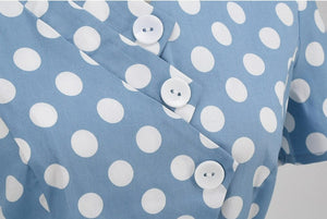 Women Vintage Cotton Polka Dots Dress