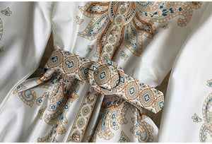 Women Flare Sleeve Belted Elegant A-line Dress