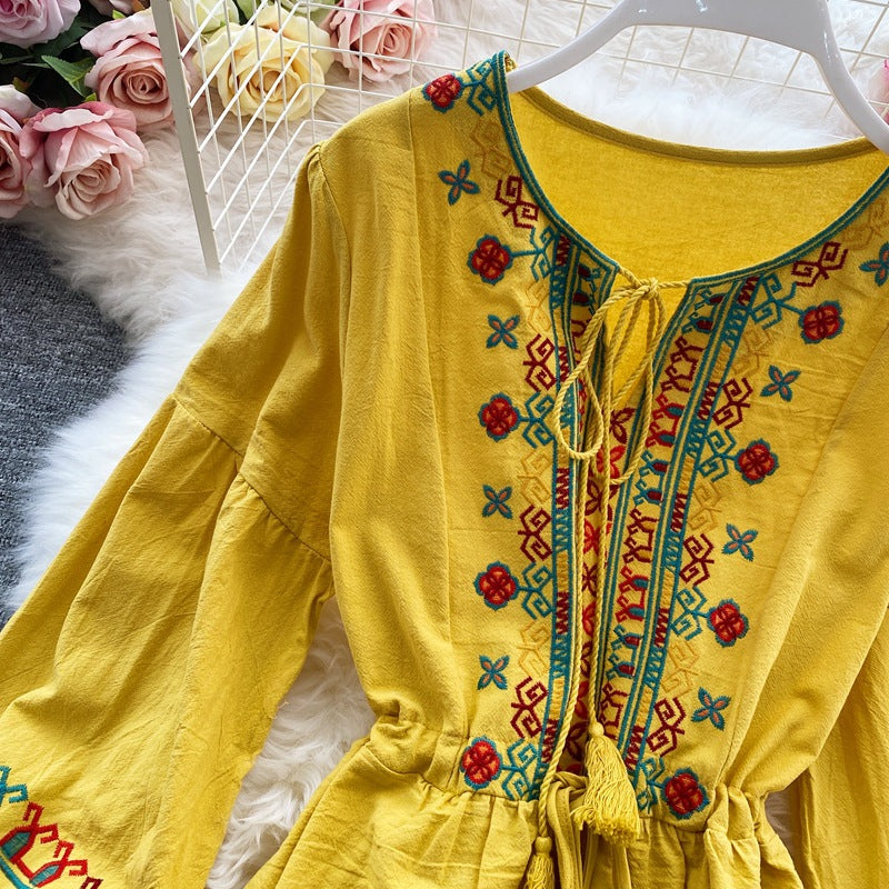 Woman Embroidery Elegant Ethnic Boho Dress