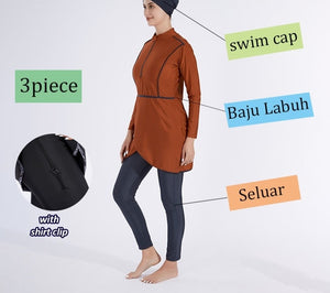 Women Hijab Modest 3 Pcs Swimsuit