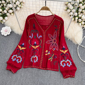 Women Embroidery Vintage Blouse