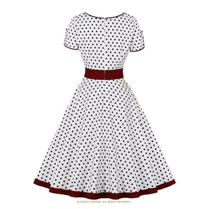 Women Retro A Line Robe Dots Vintage Dress
