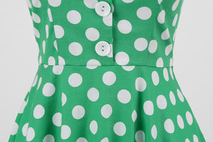 Women Vintage Polka Dot Swing Robe Rockabilly Retro Dress