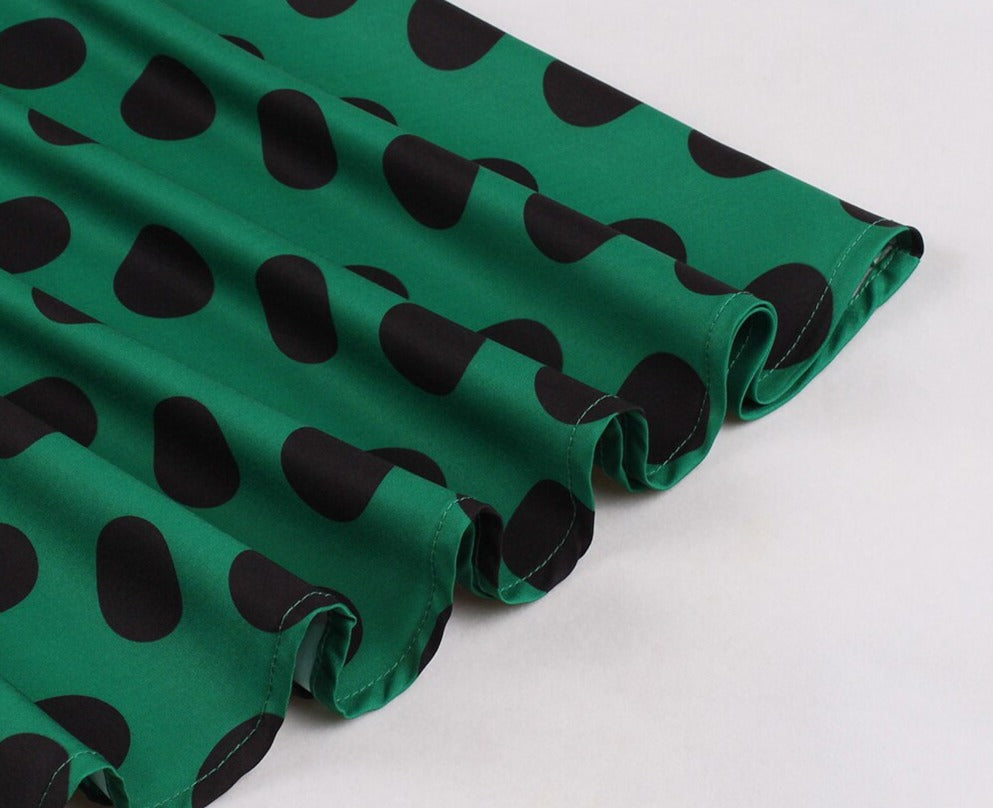 Women Retro Polka Dots Hepburn High Waist Vintage Dress
