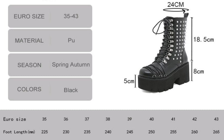 Women Handmade Motorcycle Punk Lolita Boots