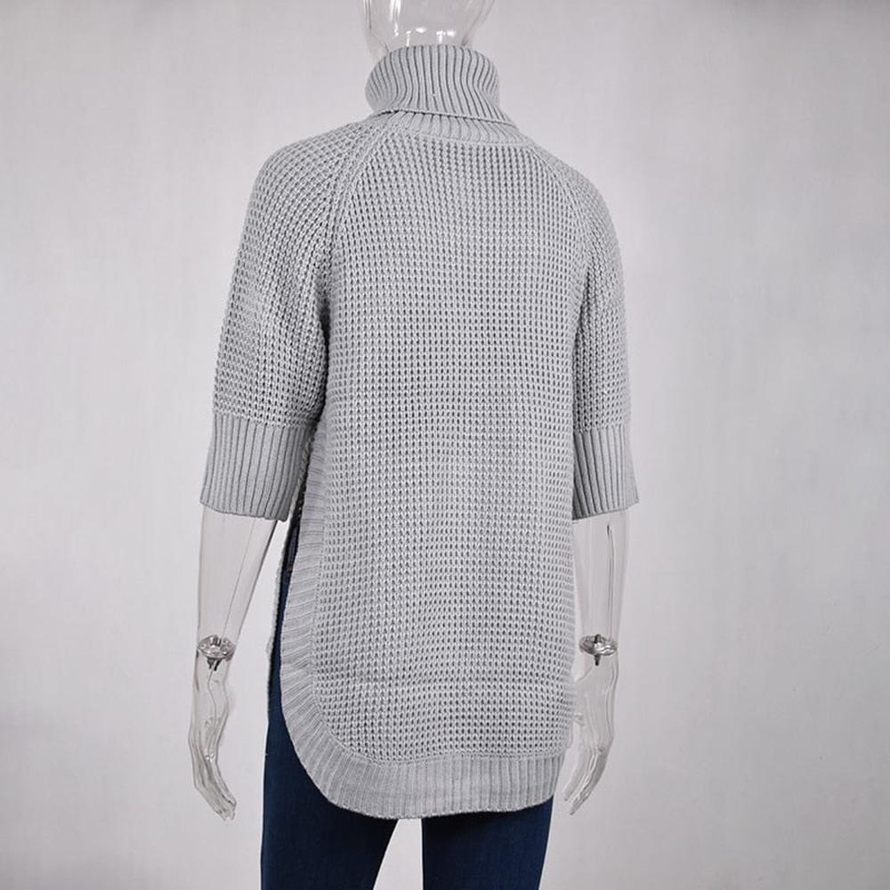 Women Turtleneck Pullover Long Clothing Irregularly Knitted Streetwear