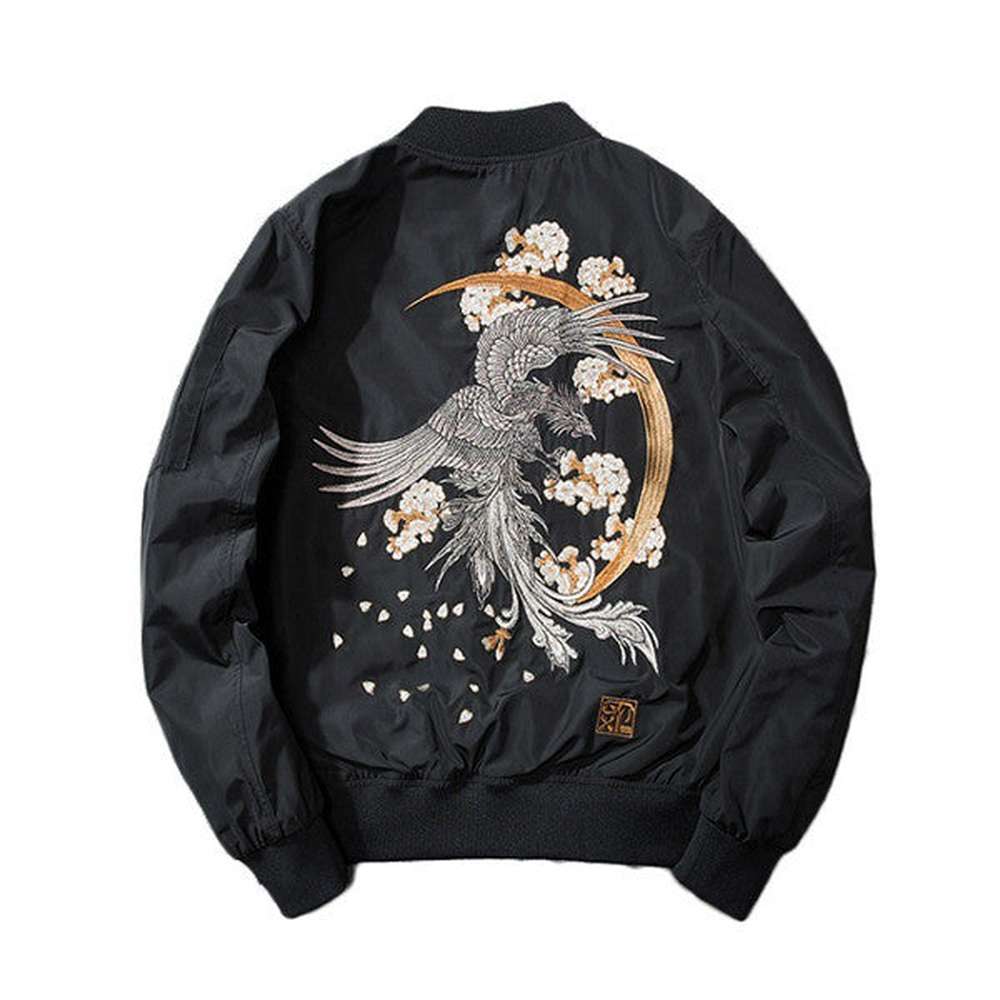 Men Biker Embroidery Coat Yokosuka Souvenir Baseball Bomber