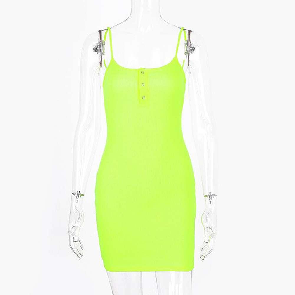 Women's Ribbed Knitted Neon Mini Dress