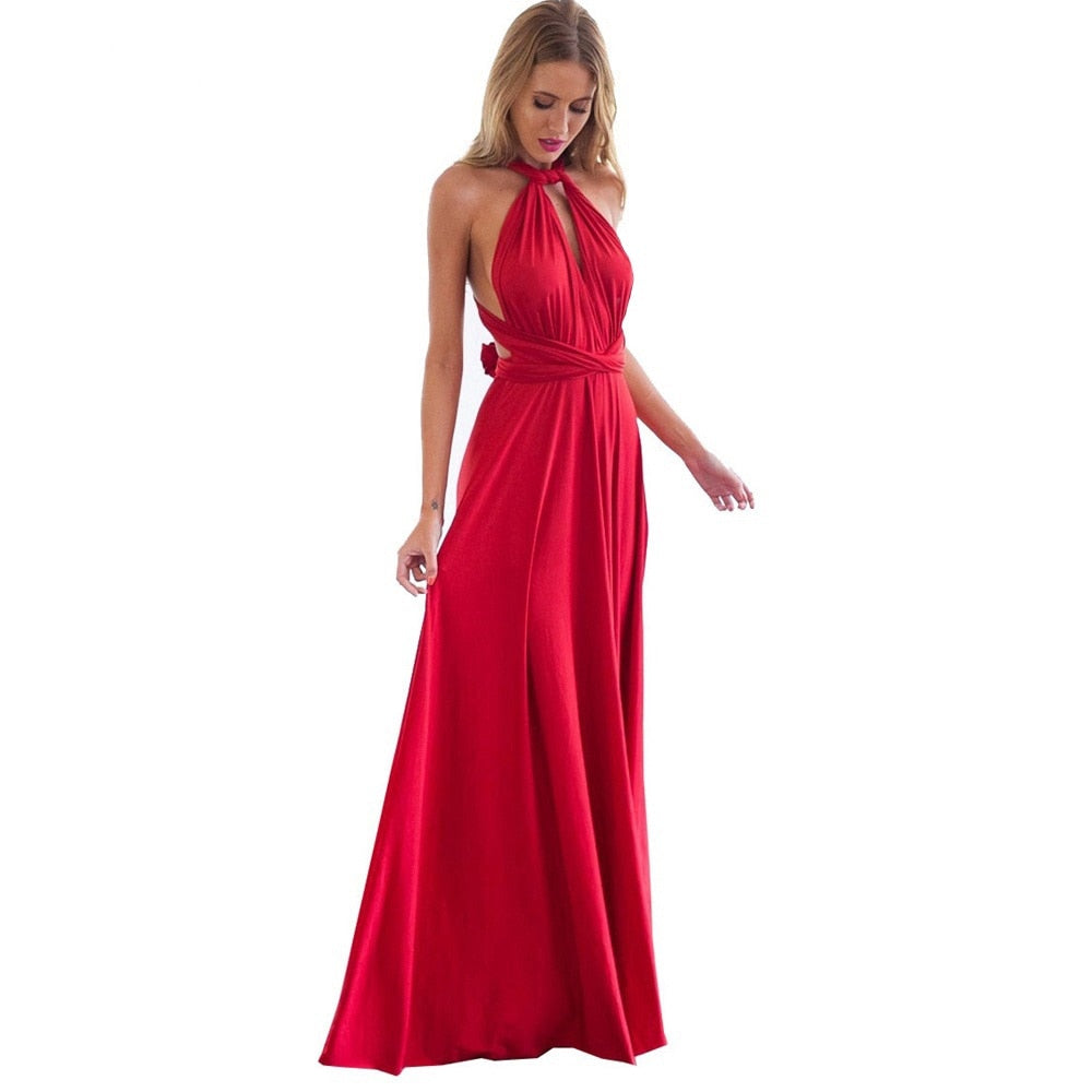 Women Multiway Wrap Convertible Maxi Long Dress