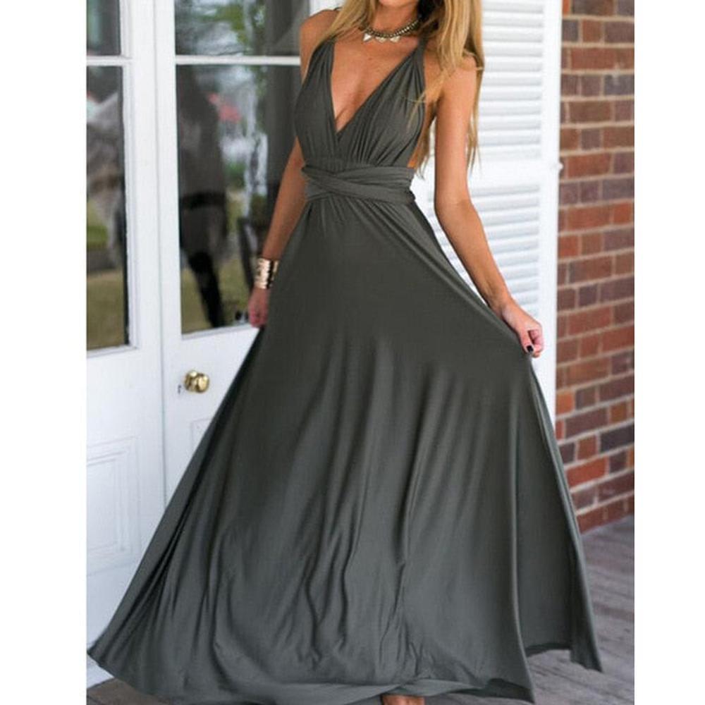 Women Multiway Wrap Convertible Maxi Long Dress