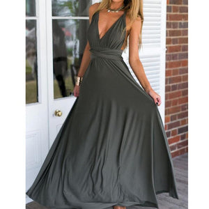 Women Multiway Wrap Convertible Maxi Long Dress