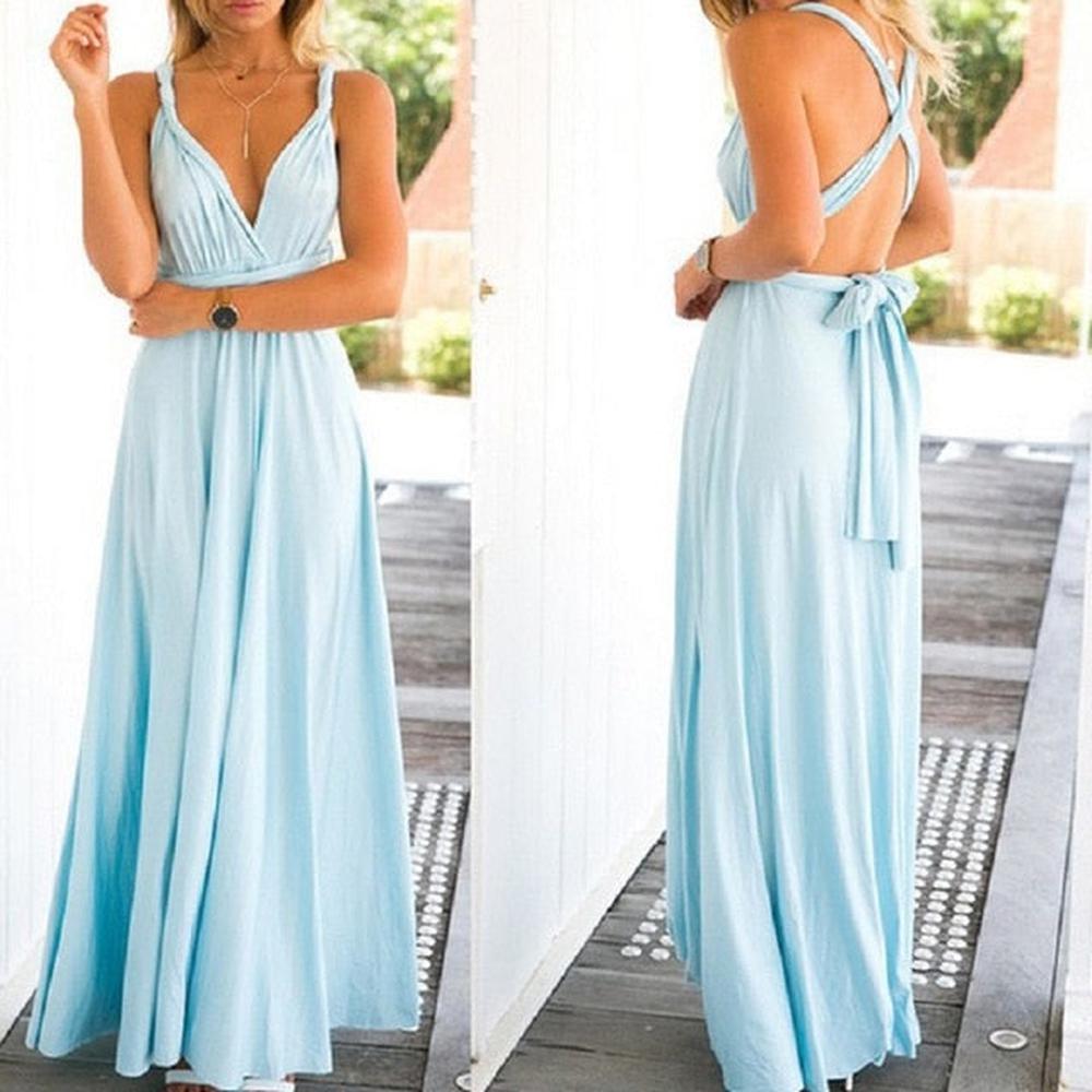 Women Multiway Wrap Convertible Maxi Long Dress